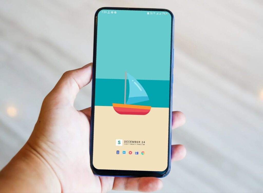 Minimal Pastel Boat Homescreen Setup using Nova Launcher